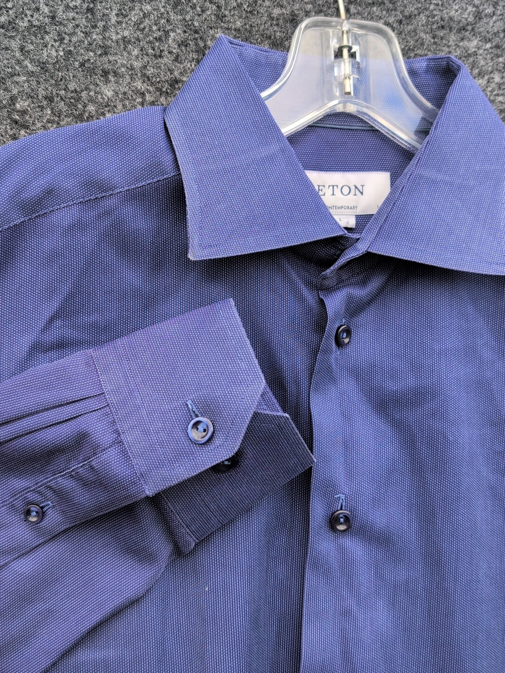 Eton Contemporary Dress Shirt Mens 41 16 Birdseye Pattern Cambridge Button Up